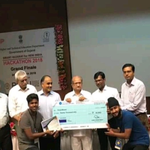1st Prize in  Gujarat Hackathon in 2018