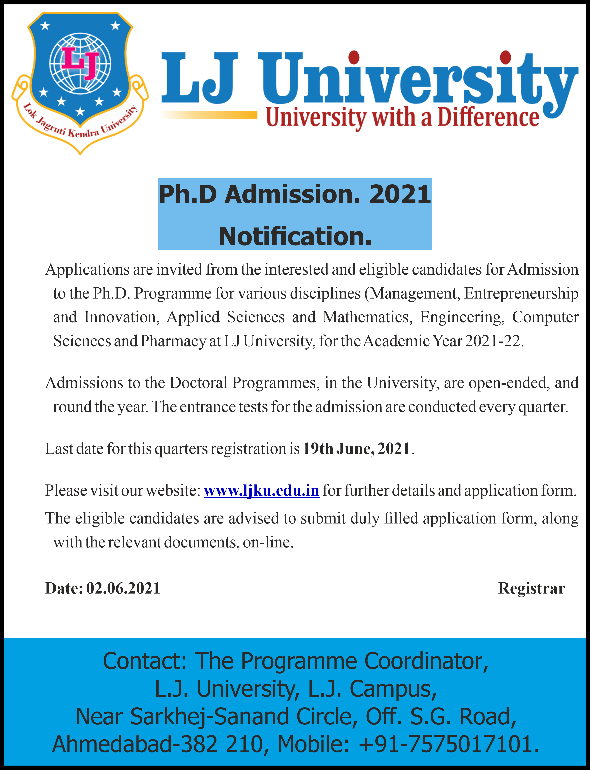 PhD Admission June-2021