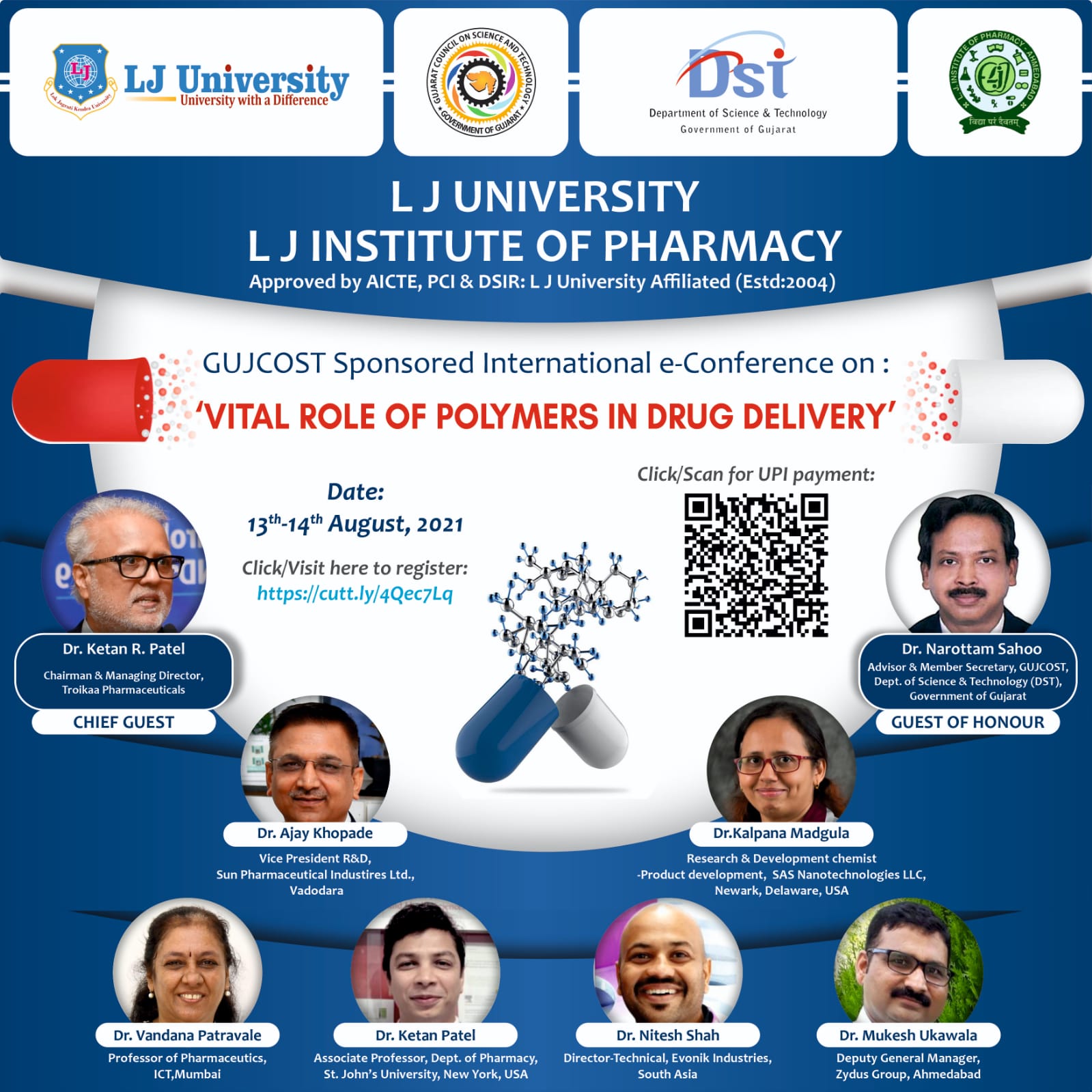 GUJCOST sponsored two-day International e-conference on “Vital Role of Polymers in Drug Delivery”